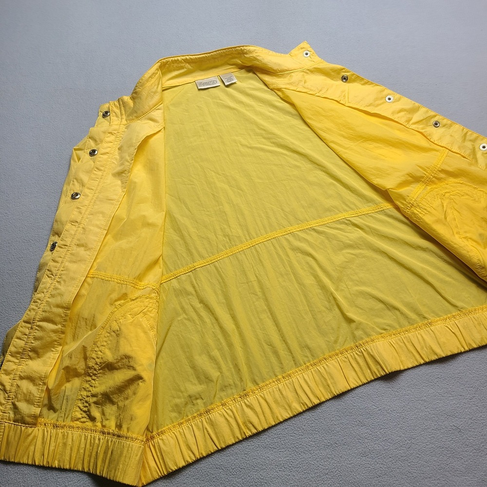 Zenergy by Chico's Windbreaker Jacket Womens 2 Yellow Excellent Snap Front 3/4 - Picture 4 of 7